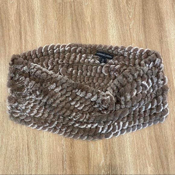 Adrienne Landau Real Fur Rabbit Infinity Scarf Cowl Brown - Picture 7 of 9
